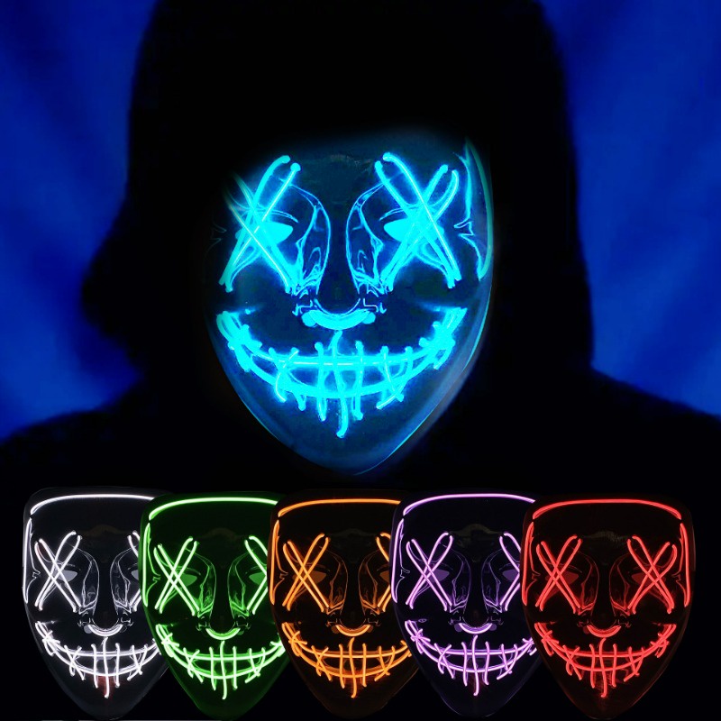 Halloween Decoration LED Light Mask Glow Party Neon Mask Cosplay Horror ...