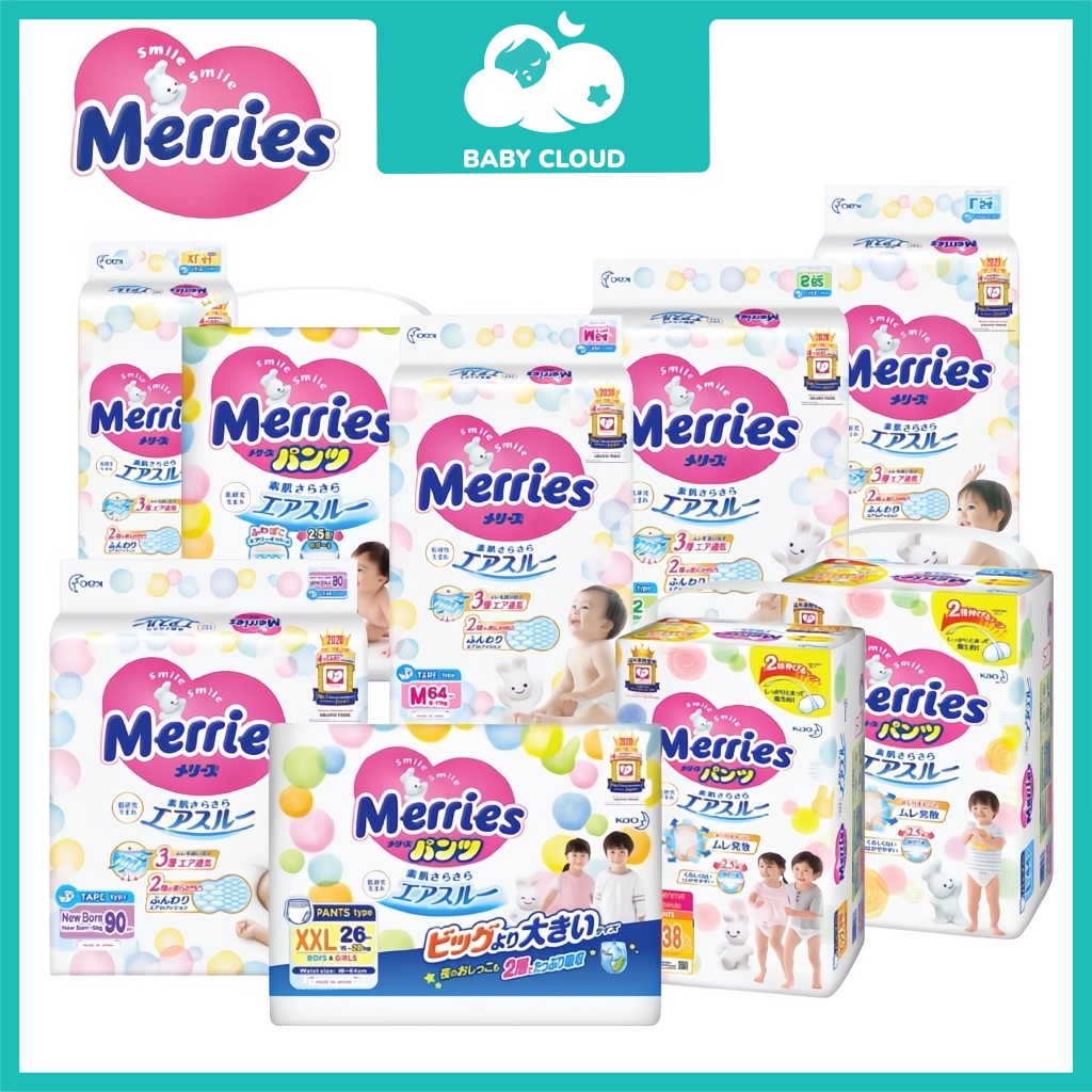 Merries Super Premium Tape & Pants Baby Diapers Super Jumbo Packs - All ...