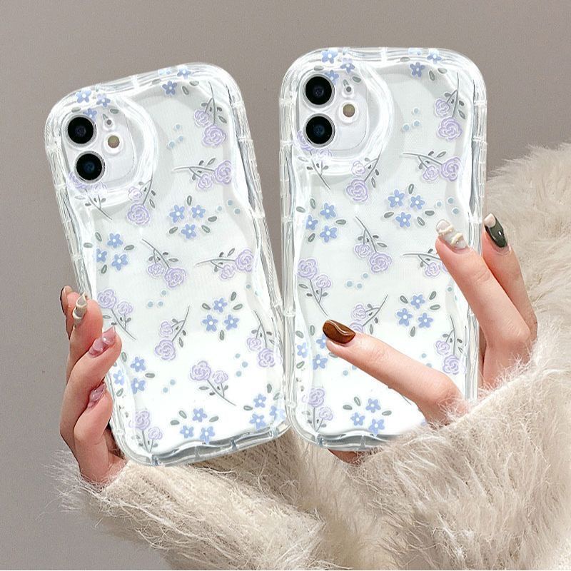 Aesthetic Blue Foral Phone Case Compatible for iPhone 15 14Pro 11 12 ...