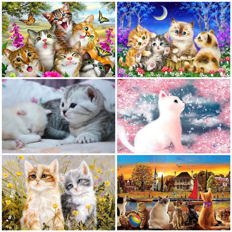 【Cute Cat】Jigsaw puzzle Wooden Puzzle 300/500/1000 pieces puzzle ...