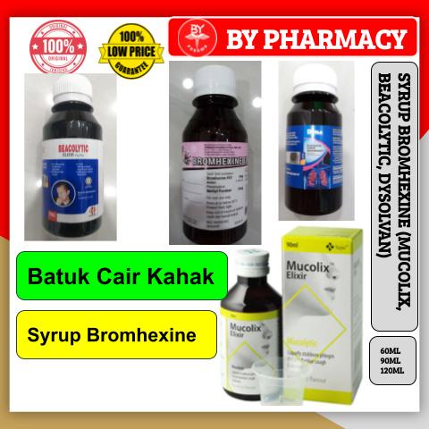 Mucolix / Beacolytic/Bromhexine Elixir Syrup 90ml /120ml (Cair Kahak ...