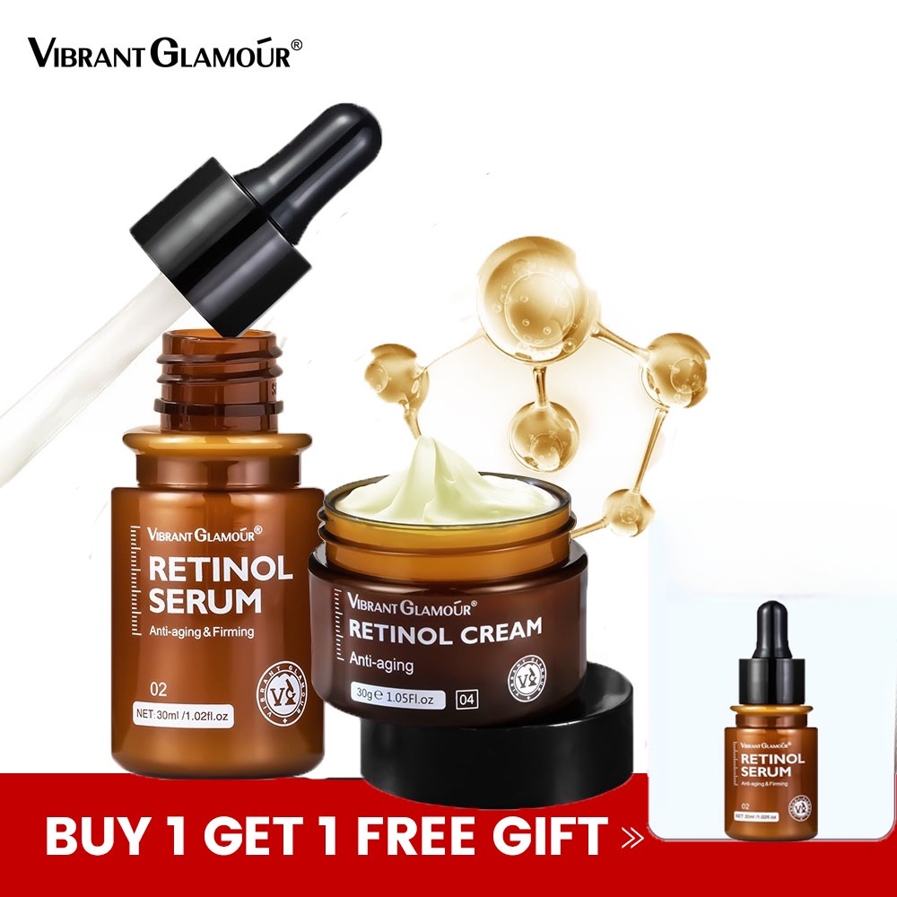 VIBRANT GLAMOUR Natural Retinol Sets Face Cream+Facial Serum Retinol VA ...