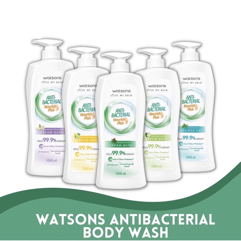 Watsons Shower Gel Anti Bacterial 1000ml Cooling Mint Green tea