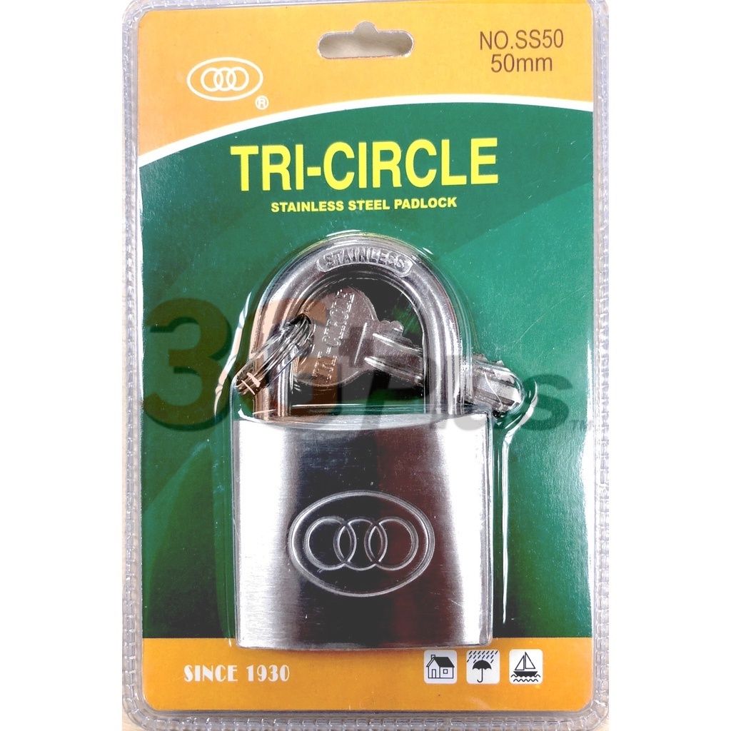Tri-Circle Heavy Duty Stainless Steel Anti Rust Padlock Weatherproof ...
