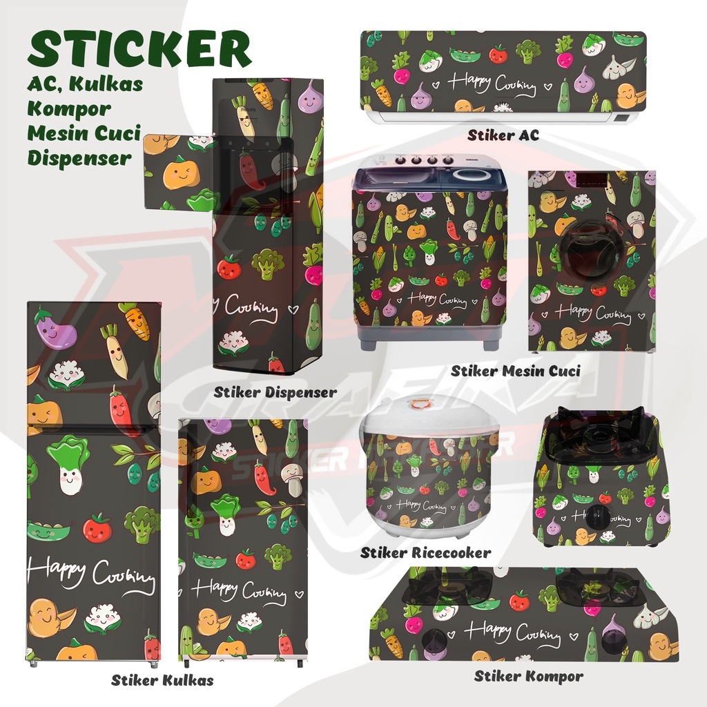 MESIN PUTIH HITAM MATA UNGU MERAH Multi Sticker Decoration Refrigerator ...
