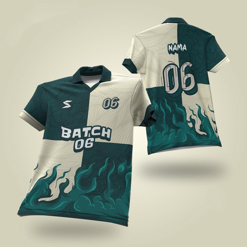 BATCH 06 Flame Design Jersey Custom Name Unisex Retro Collar Jersey