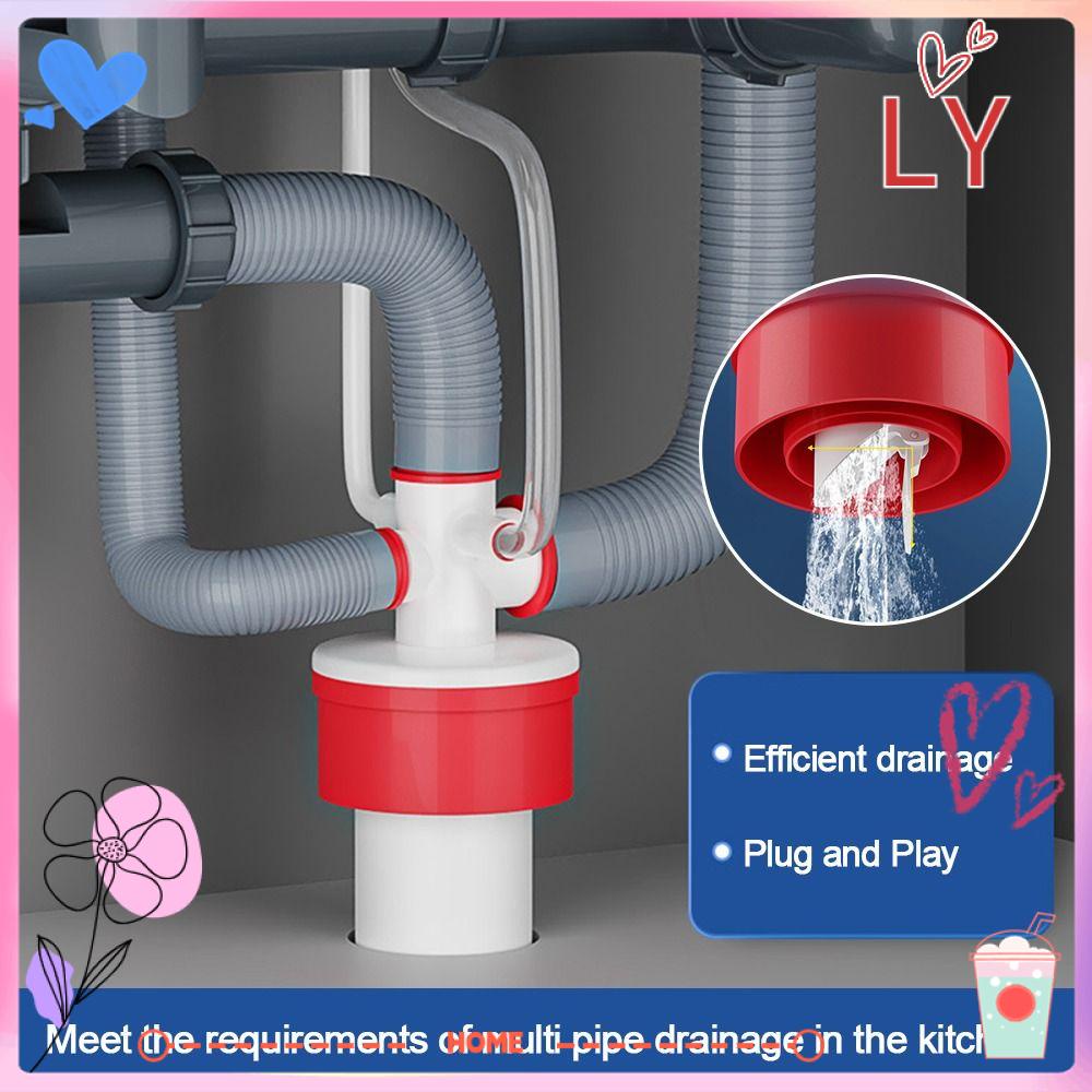 LYHOME Sink Drain Pipe Adapter, Sealing Ring Three Links Head Kitchen