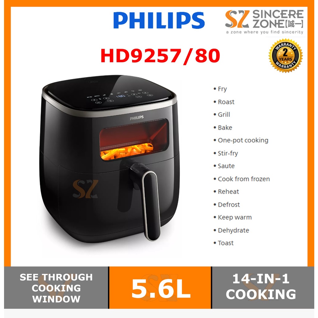 PHILIPS HD9257 Air fryer 5.6L with Digital Window and Rapid Air ...