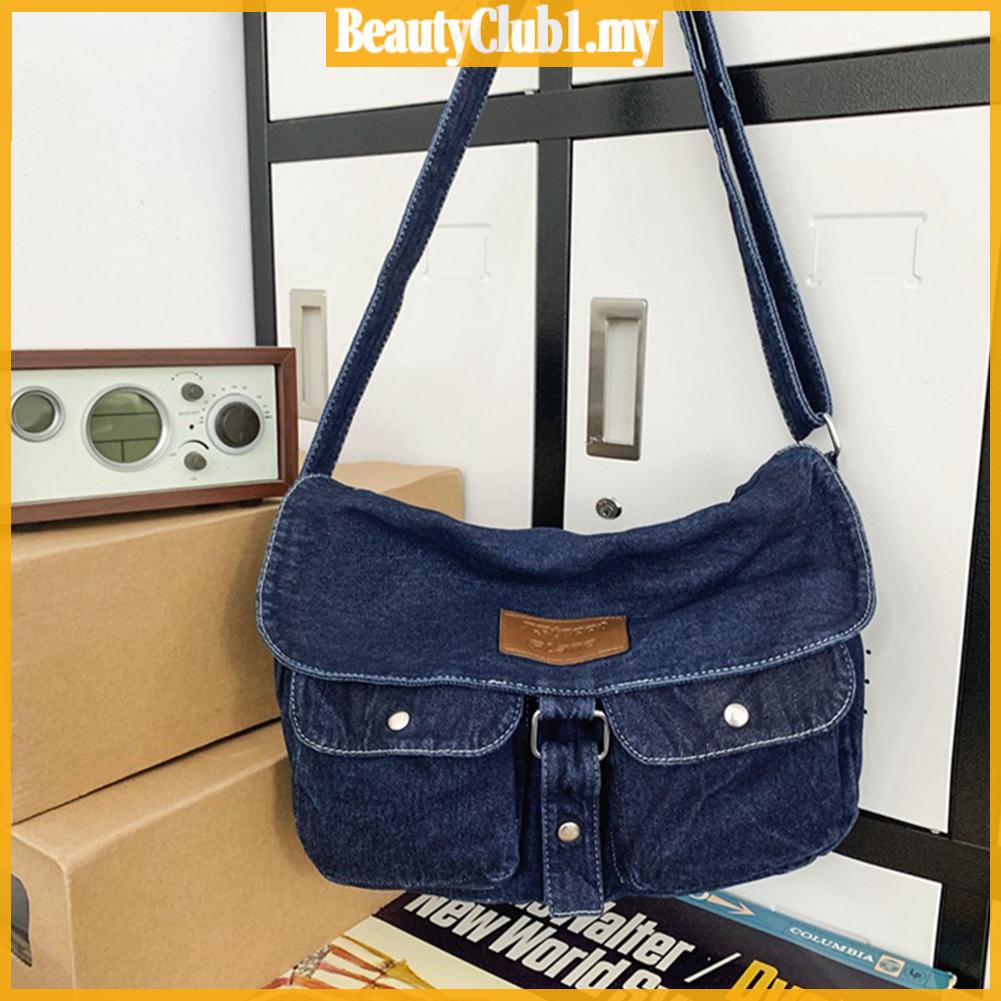 Women Casual Sling Bag Adjustable Strap Crossbody Pouch Jean Bag for Travel Work BeautyClub1.my Shopee Malaysia