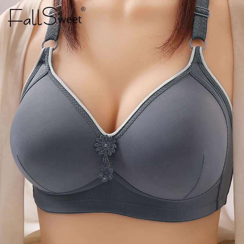 FallSweet Women Plus Size Bras Non Wired Comfortable Underwear Push Up  Lingerie Soft Thin Cup Middle-aged And Elderly