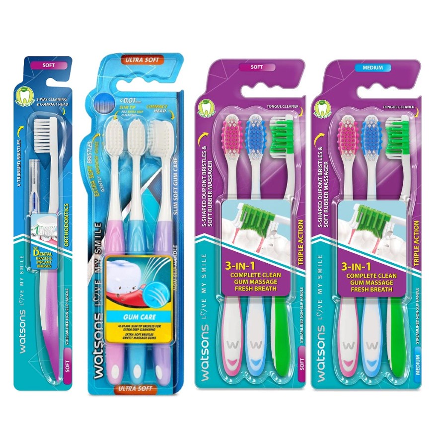 Watsons Slim Soft Gum Care Toothbrush (Ultra Soft)/Orthodontics Kit 1S ...