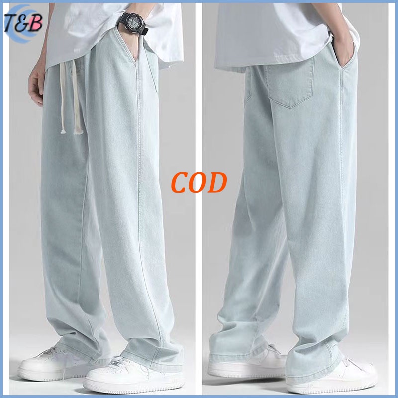 Pesona jeans - Men's Culottes jeans Rubber Waist jeans jumbo Baggy ...