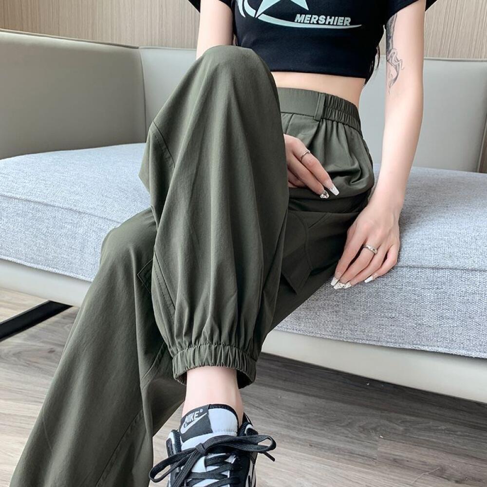 Women's Leg Tooling Pants Summer Thin New High Waist Breathable Ice