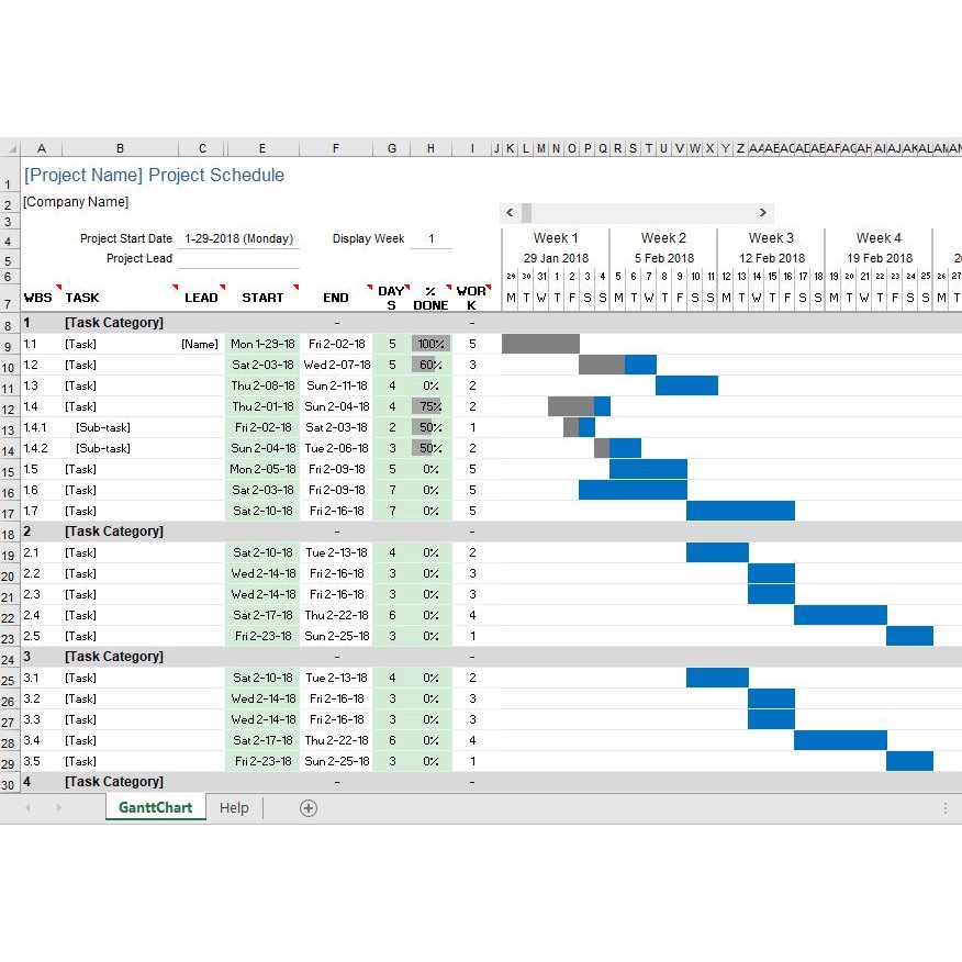 JGD [#23] Gantt Chart Excel Template / Contoh Template Excel Gantt ...