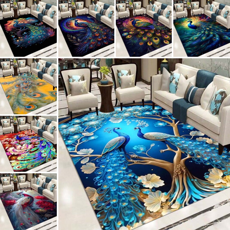 peacock rugs, peacock pattern rugs, animal decor rugs, trendy rugs