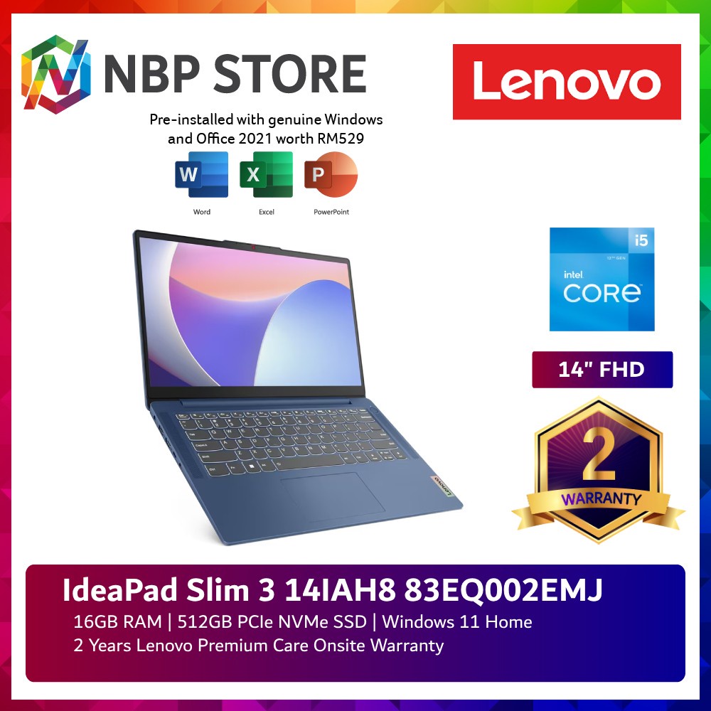 Lenovo IdeaPad Slim 3 14IAH8 83EQ002EMJ 14'' FHD Laptop Abyss Blue ( I5 ...