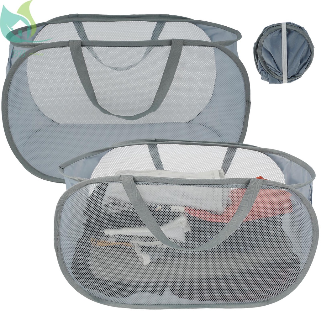 2Pcs PopUp Mesh Laundry Hamper 70L Large Capacity Collapsible Laundry