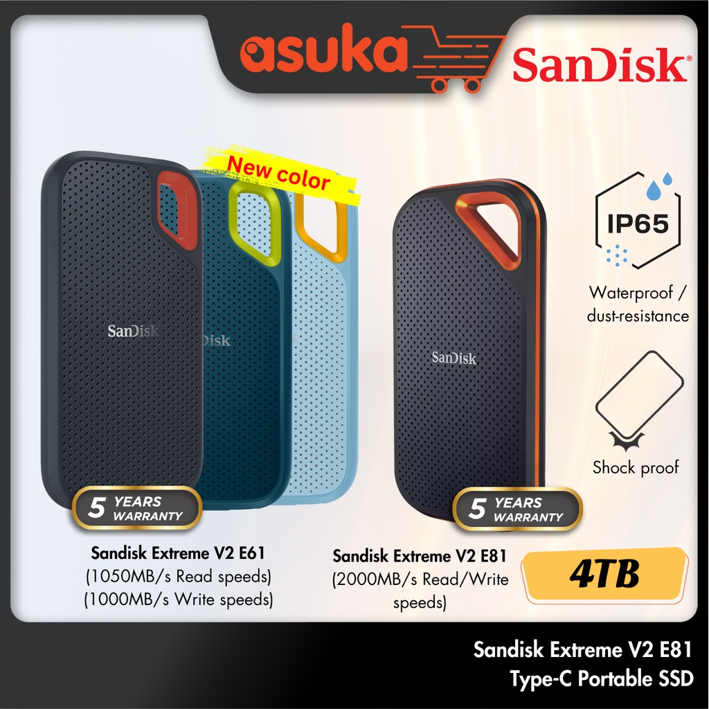 Sandisk Extreme Extreme V2 E61 Extreme E81 4tb Portable Ssd Shopee Malaysia 7463