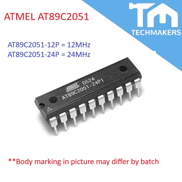 Atmel AT89C2051-12PI/PU (12MHz) / AT89C2051-24PI/PU/PC (24MHz) 8-bit Microcontroller [DIP-20] with 2K Bytes Flash
