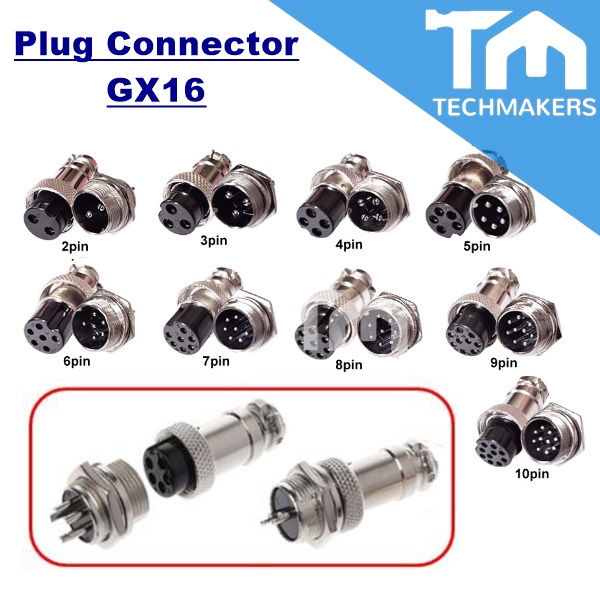 2/3/6/4/5/8/10 Pin 5A Din Circular Rugged Metal Connector Male+Female(1set)Panel Mount for Aviation GX 16 16mm Hole GX16