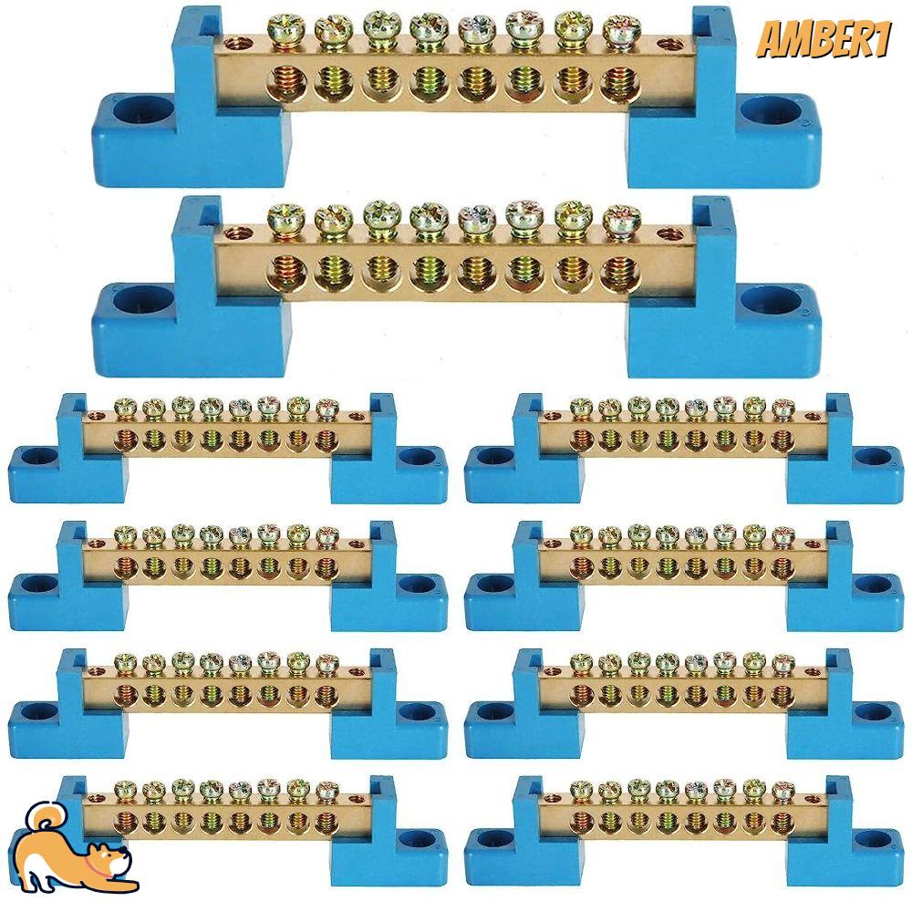 AMBER1 10 pcs Terminal Bus Bar, Brass Wire 6 Positions Terminal Block