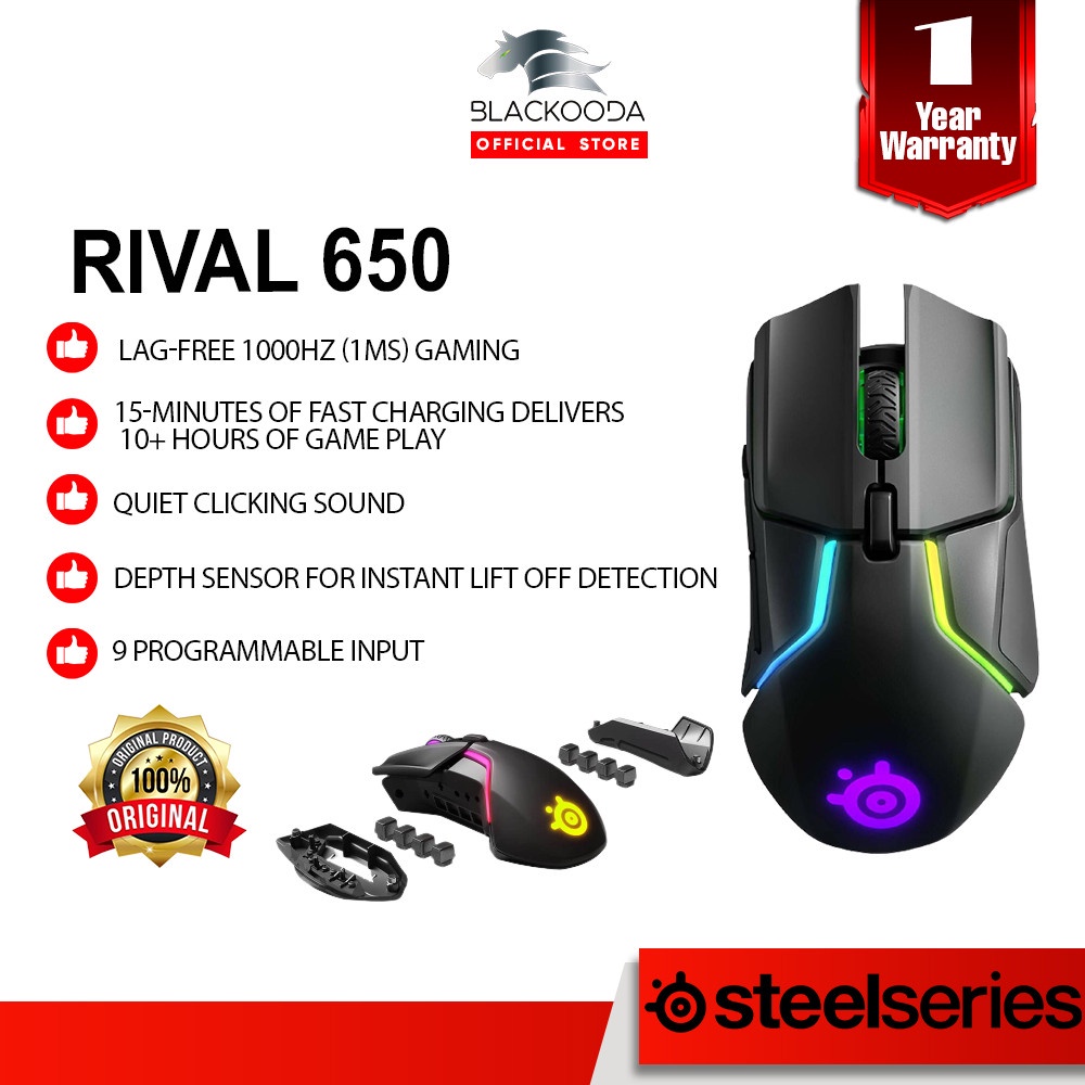 SteelSeries Rival 650 Wireless RGB Gaming Mouse Shopee Malaysia