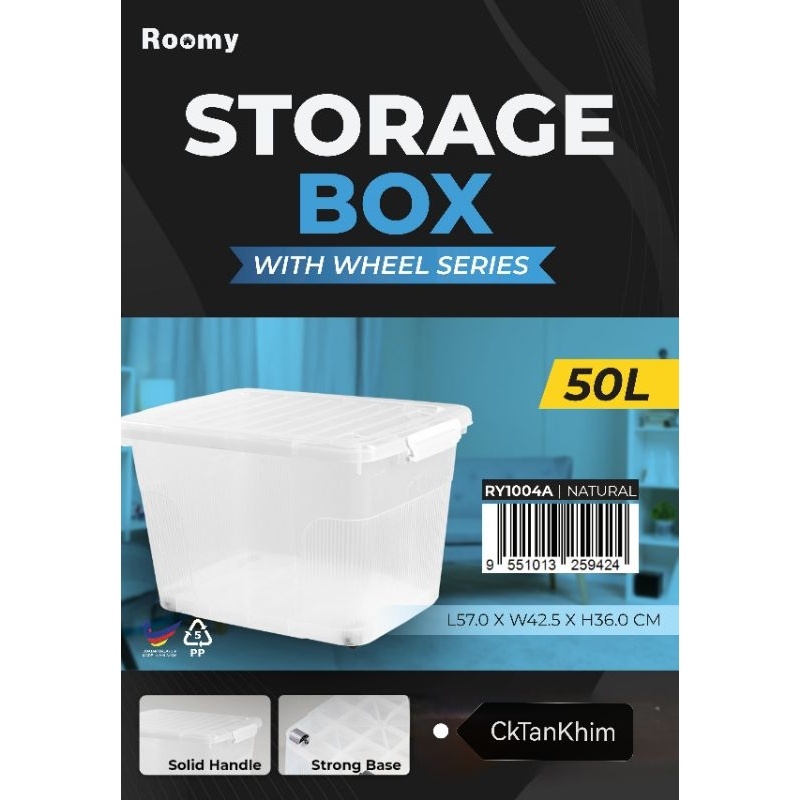 Plastik Storage Box Transparent 50Liter With Wheel/Bekas Simpanan/Box ...
