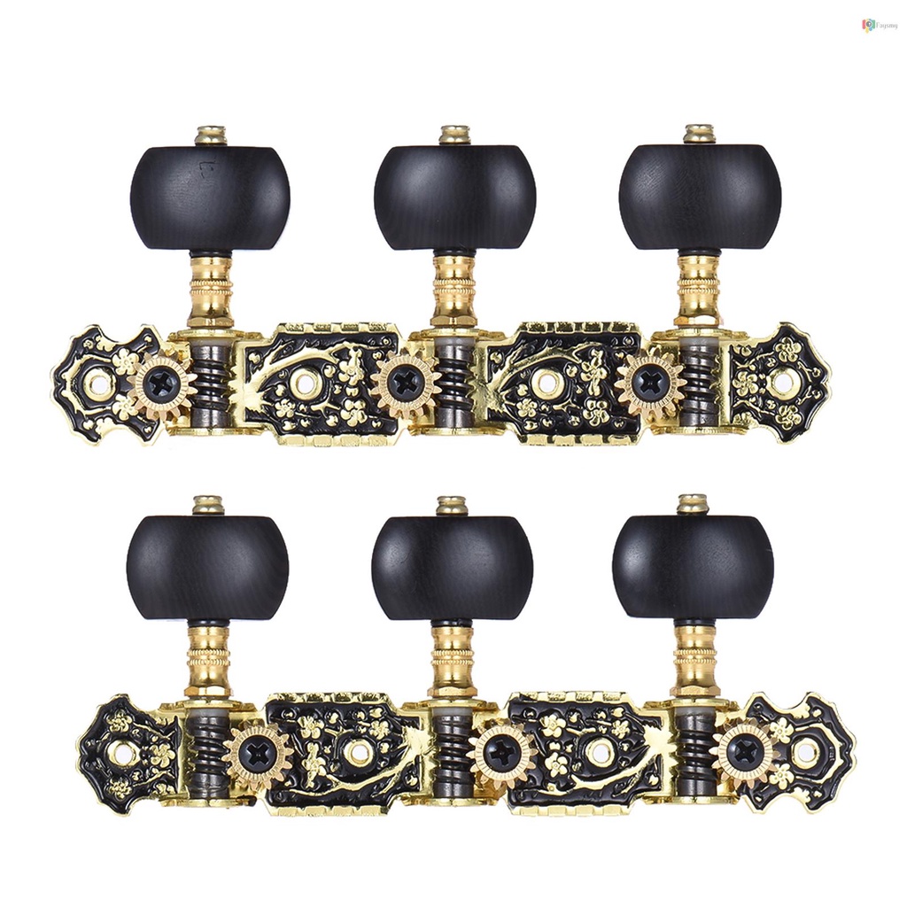 Alice 2 Pcs (L&R) Classical Guitar Tuning Peg Gold and Black Plated
