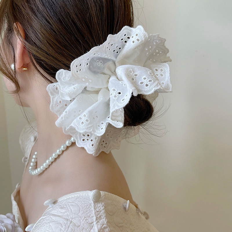 French Mori Lace Large Intestine Hair Circle Head Rope Female Retro ...