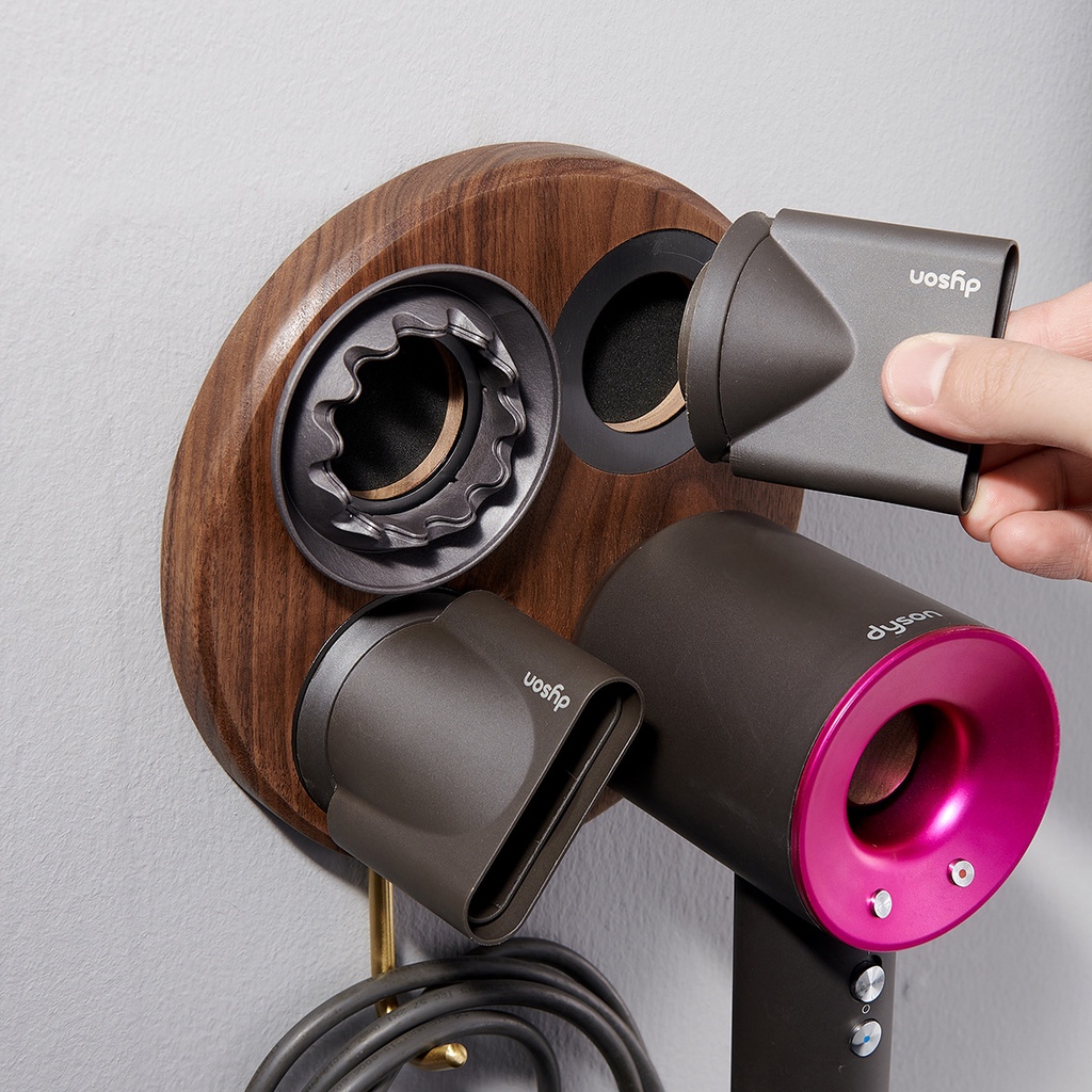 Wall Mounted Copper Wood Hair Dryer Storage Rack for Dyson Supersonic ...
