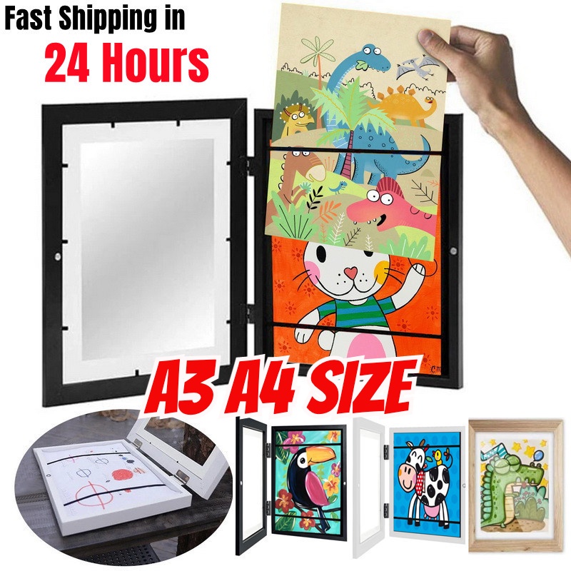 【PREMIUM】Kids Art Frames A3 A4 Size Crafts Front Opening and Changeable ...