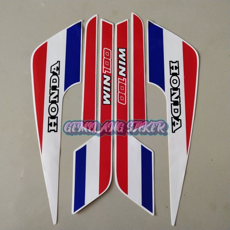 MERAH PUTIH Striping Decal Polet Sticker honda win 100 91 1991 red ...