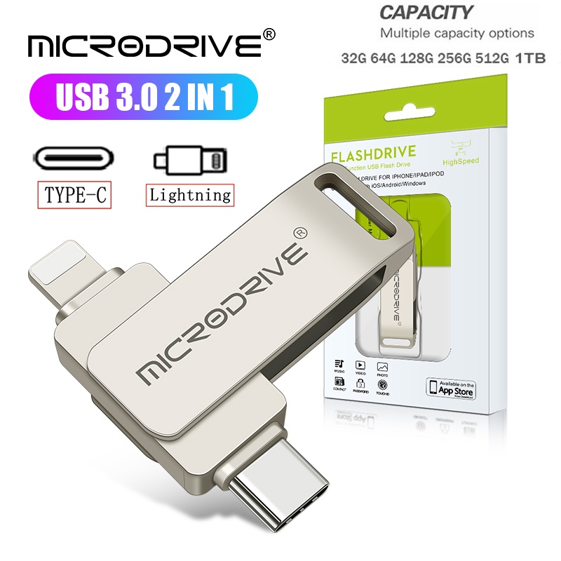 2 in 1 OTG Type C to Lightning Flash Pen Drive Usb 3.0 32GB 64GB 128GB ...