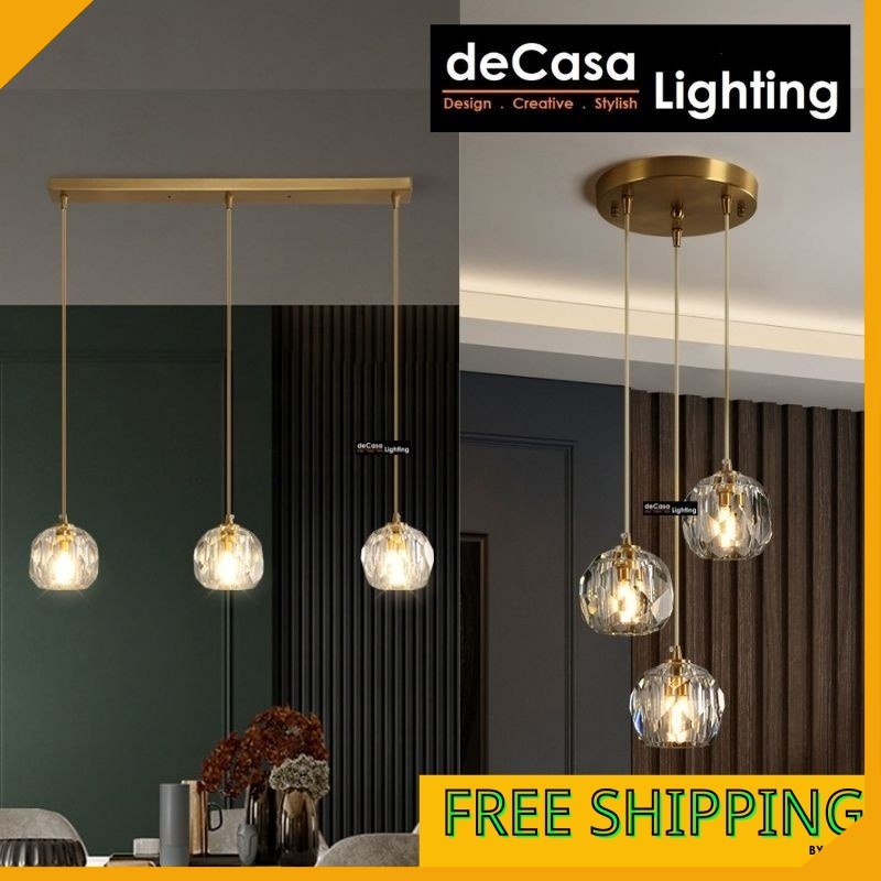 Decasa Lighting Modern Pendant Light Crystal Glass House Lightings Long ...