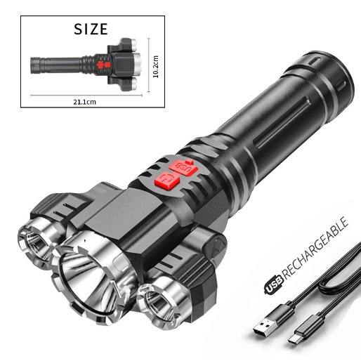 Camping torch light 3 LED Rechargeable waterproof Flashlight Super