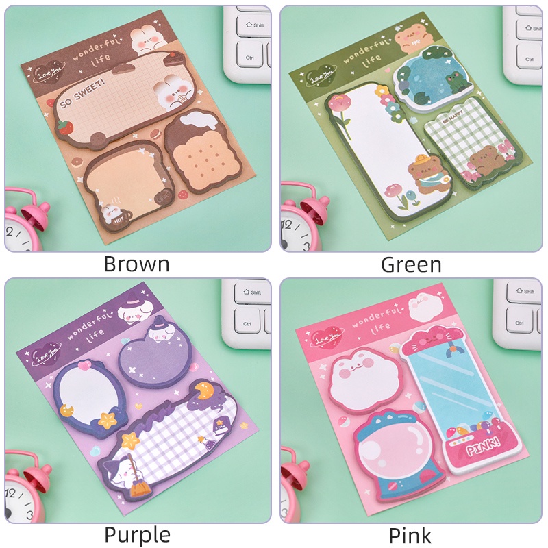 60 Sheets Mini Cartoon Style Sticky Notes Student Tearable Note Paper ...