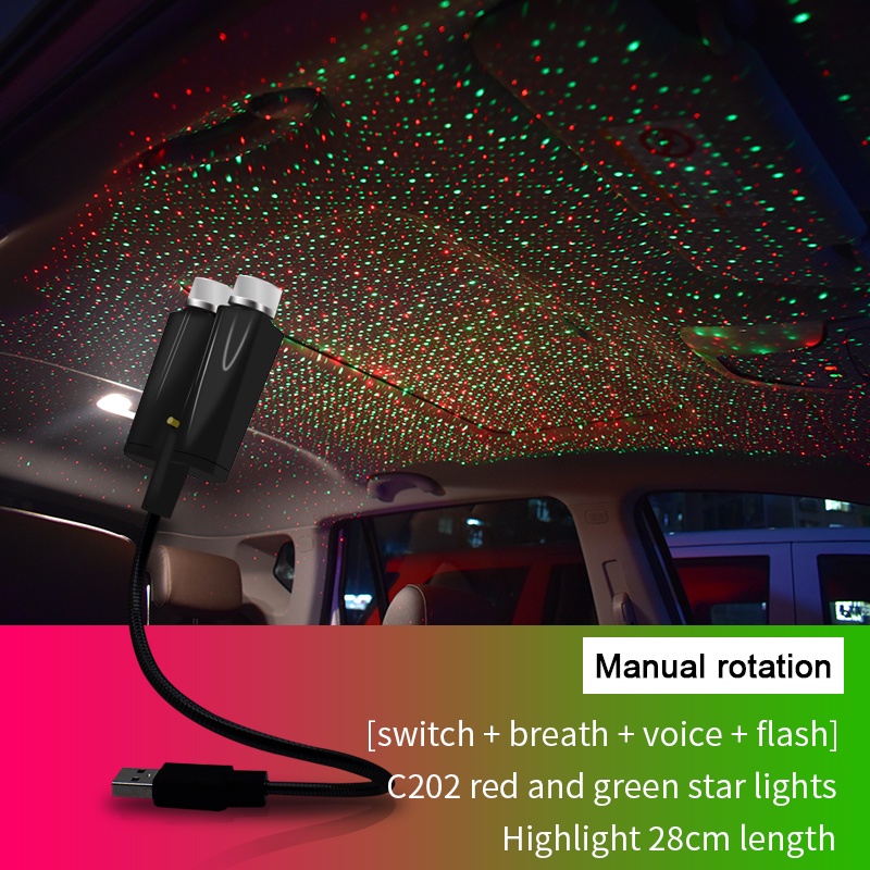 LUC MC Dual Color Flash Voice Sense Car Roof Star Light Romantic ...