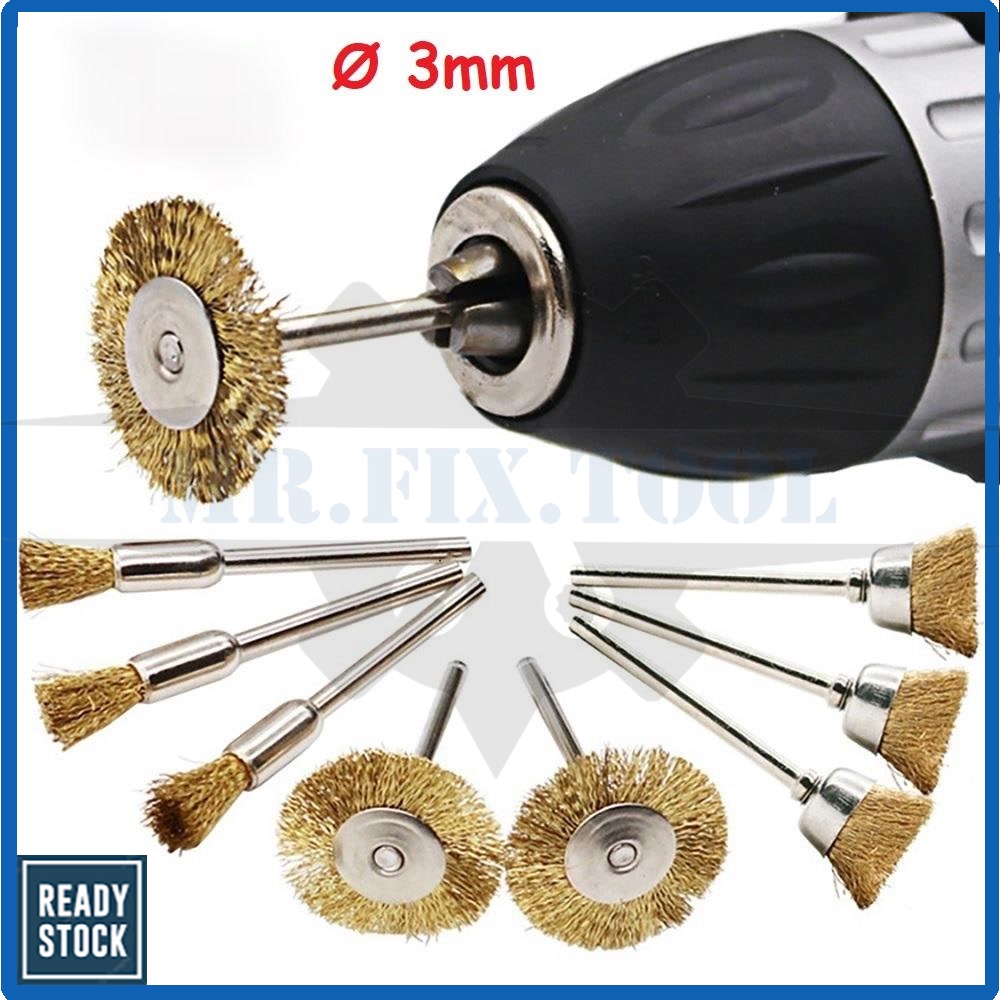 PHYHOO 3 MM Steel Brass Cleaning Cup Brushes Wire Brush Polishing Wheels Attachment Die Grinder Rotary Tools Accessories 40 Pieces