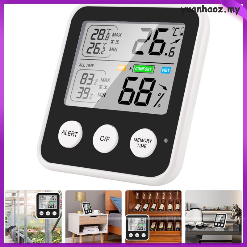 Clock Digital Alarm Humidity Temperature Gauge Indoor Led Clocks