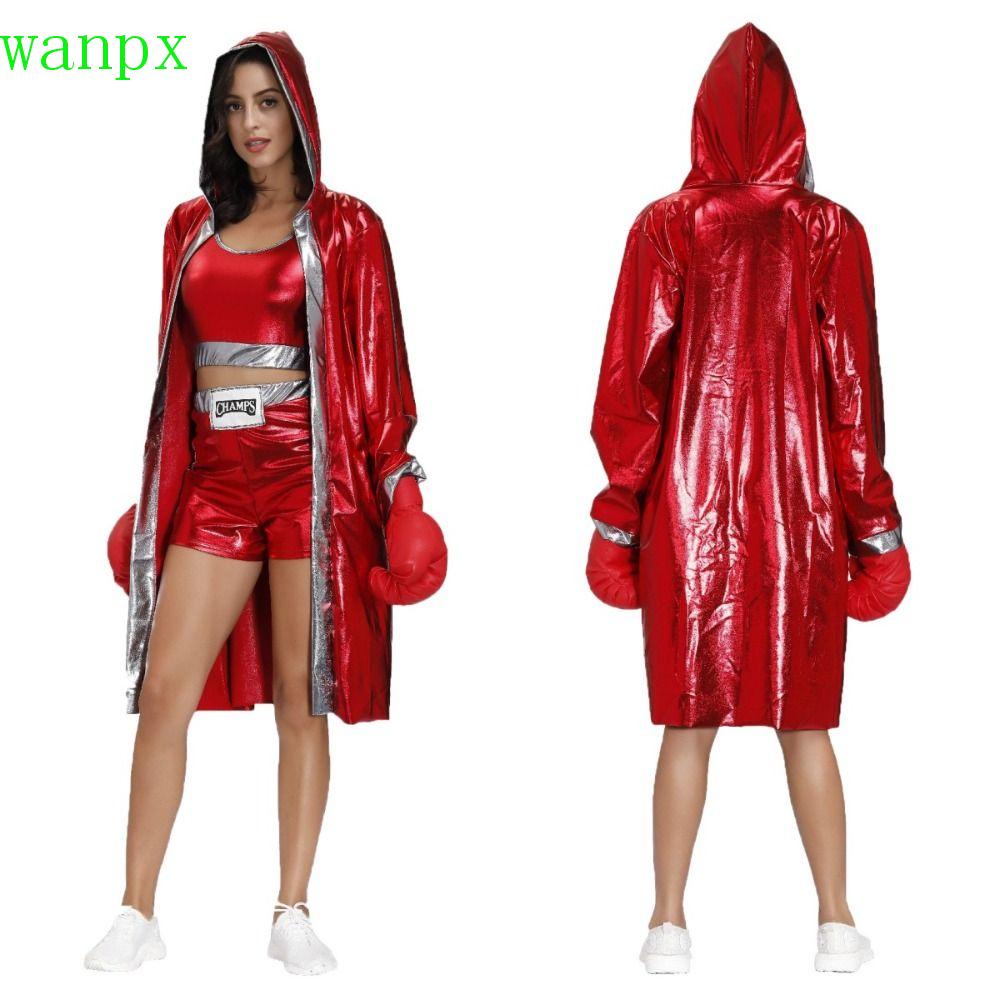 WANPX Men Boxing Robe, Long Sleeve Muay Thai Boxer Costume, Cool Coat