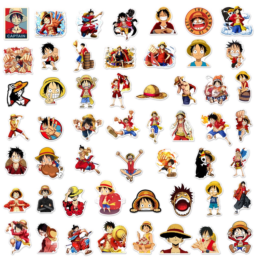STRAW HAT LUFFY 50 pcs DIY Waterproof Non Repeating Stickers Pack ...