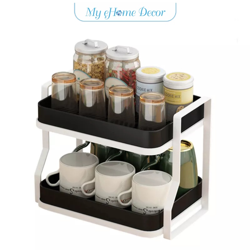 Minimalist cup storage rack double layers tea cup tray coffee mug glass ...