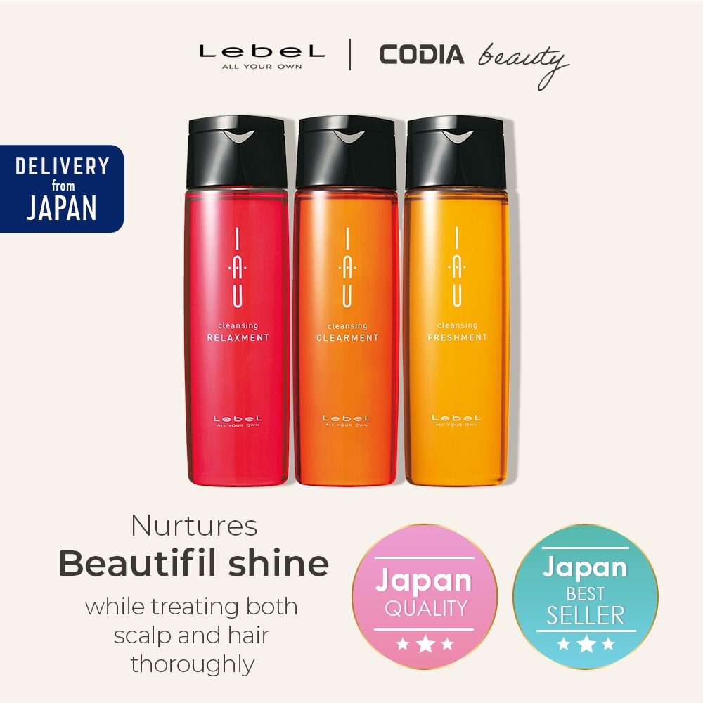 Lebel IAU Home Care Shampoo cleansing FRESHMENT / CLEARMENT / RELAXMENT Silicon free 200ml hair