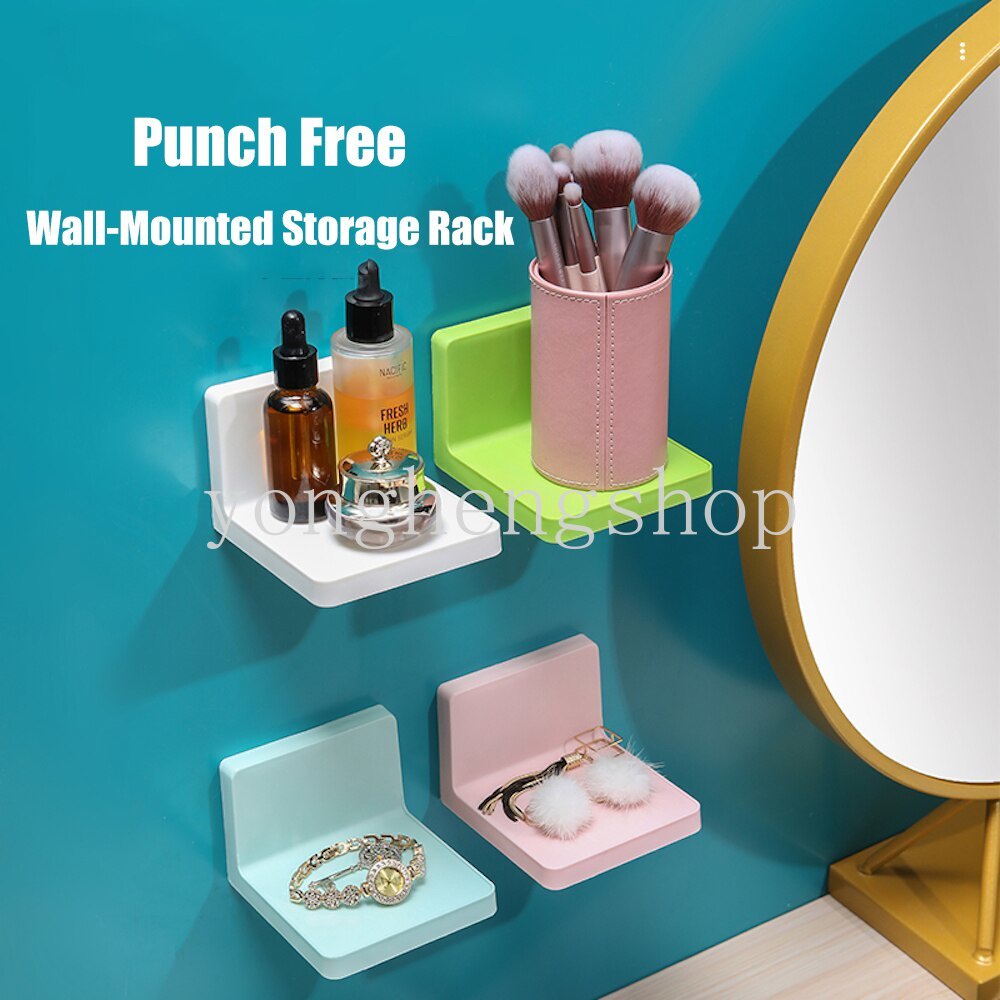 Simple Style Wall Mounted Storage Rack Punch-free Remote Control Key ...