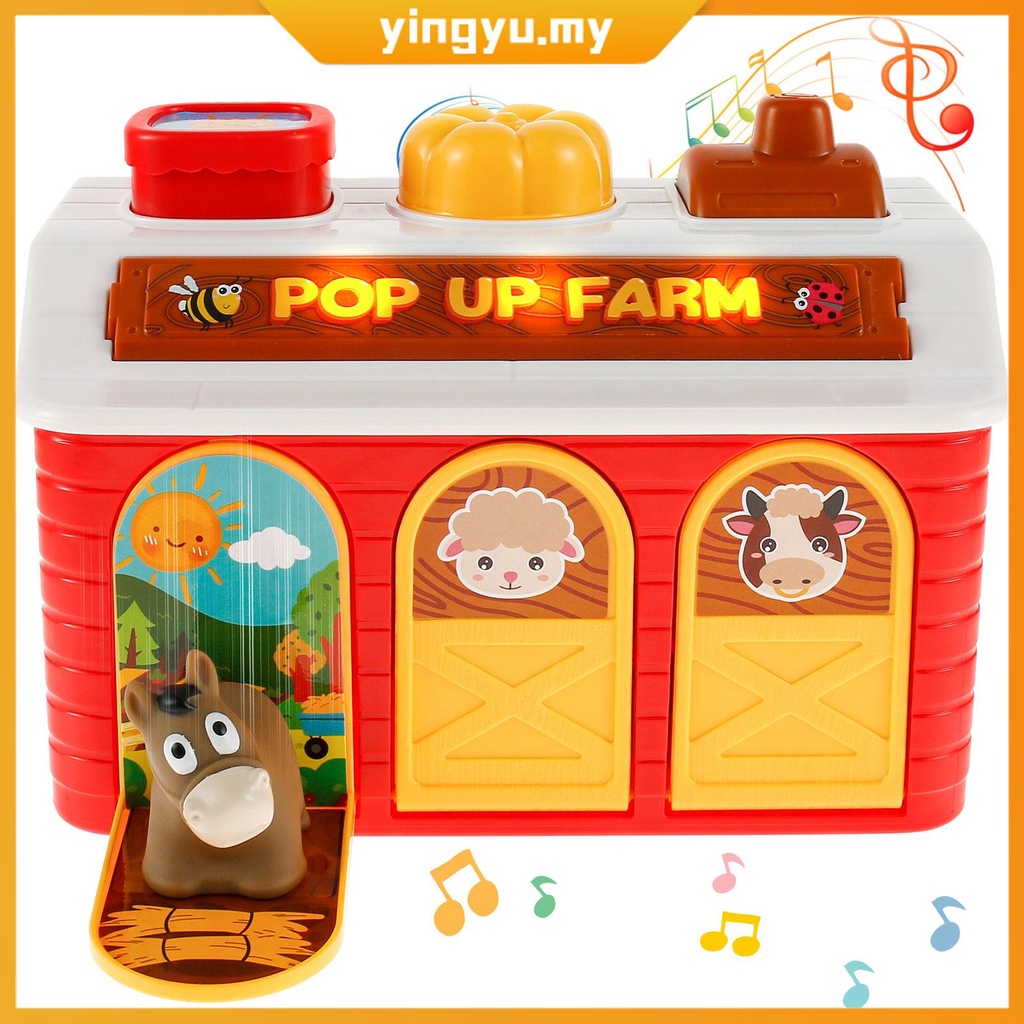 Musical Pop Up Toy Cause and Effect Toys Light Up Pop Up Farm Animal Toys Color Sorting Animal