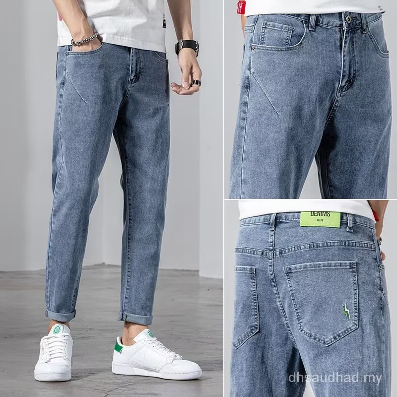 Summer Pants Men's Casual Jeans New Style Trendy Ankle-Length Straight ...