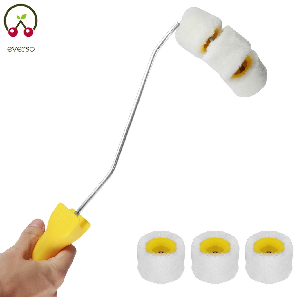 Pipe Paint Roller with Handle 3 Wheels Pipe Tube Roller Brush with