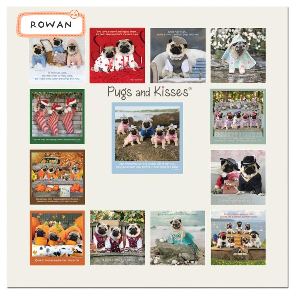 ROWAN 2024 Monthly Calendar, One Month to View Memo Planner Pug Wall
