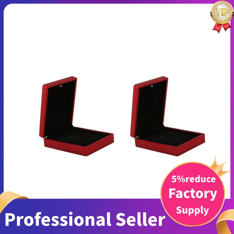 2X LED Lighted Necklace Box Rubber + Plush Pendant Case for Jewelry