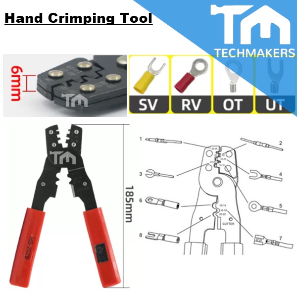 4-in-1 Multi Functional HS-202B Professional Portable Hand Crimping Tool Plier Terminals Wire Cable Crimpper Cutter